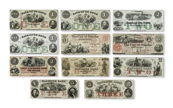 (NEBRASKA.) Group of obsolete Nebraska banknotes.